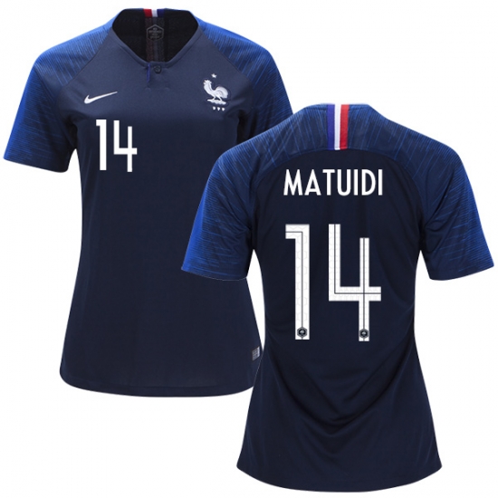 France 2018 World Cup BLAISE MATUIDI 14 Women's Home Shirt Soccer Jersey - Click Image to Close