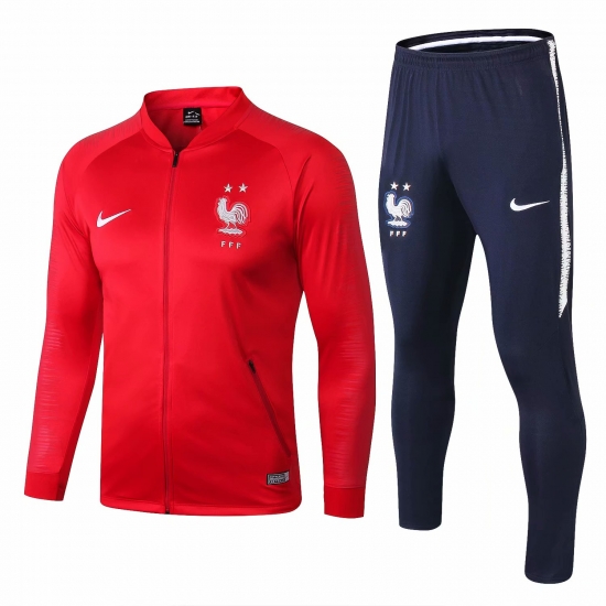 France 2018/19 Red Stripe Training Suit (Jacket+Trouser) - Click Image to Close