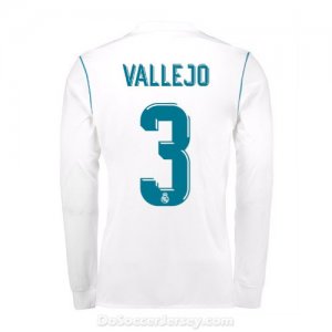 Real Madrid 2017/18 Home Vallejo #3 Long Sleeved Shirt Soccer Jersey