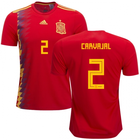 Spain 2018 World Cup DANI CARVAJAL 2 Home Shirt Soccer Jersey - Click Image to Close