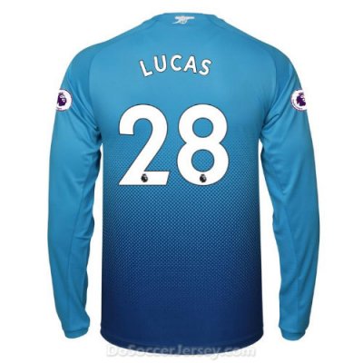 Arsenal 2017/18 Away LUCAS #28 Long Sleeved Shirt Soccer Jersey