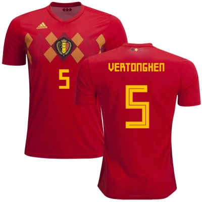 Belgium 2018 World Cup Home JAN VERTONGHEN 5 Shirt Soccer Jersey