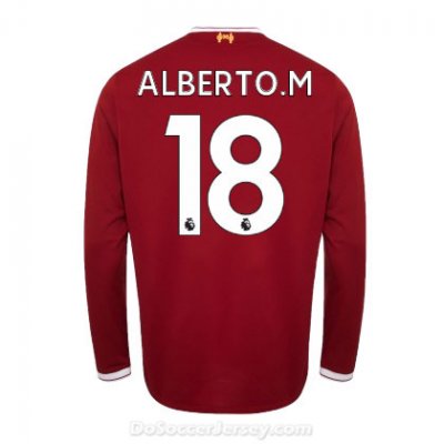 Liverpool 2017/18 Home Alberto.M #18 Long Sleeved Shirt Soccer Jersey