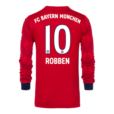 Bayern Munich 2018/19 Home 10 Robben Long Sleeve Shirt Soccer Jersey