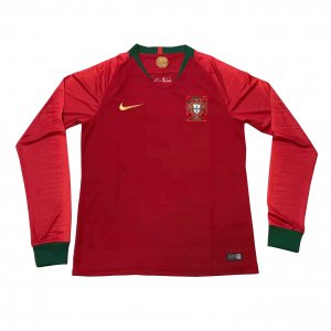Portugal 2018 World Cup Home Long Sleeve Red Shirt Soccer Jersey