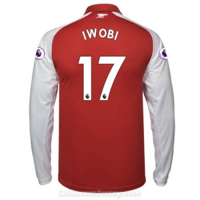 Arsenal 2017/18 Home IWOBI #17 Long Sleeved Shirt Soccer Jersey