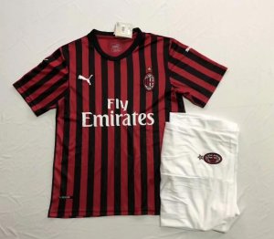 AC Milan 2019/2020 Home Soccer Jersey Kit (Shirt+Shorts)