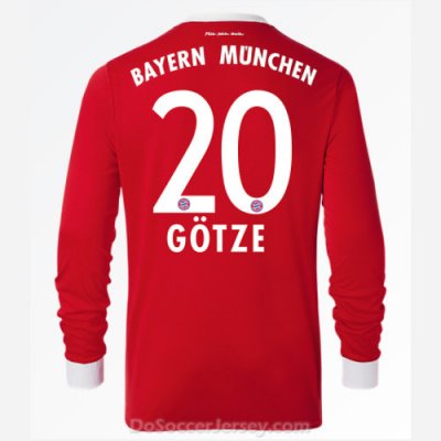 Bayern Munich 2017/18 Home Götze #20 Long Sleeved Soccer Shirt