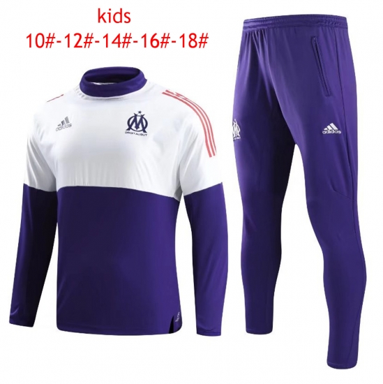Kids Olympique Marseille Training Suit O'Neck White/Purple 2017/18 - Click Image to Close