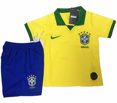 Brazil Copa America 2019 Home Children Soccer Kit Shirt And Shorts