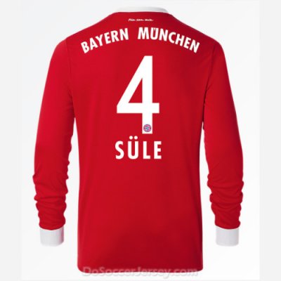 Bayern Munich 2017/18 Home Süle #4 Long Sleeved Soccer Shirt