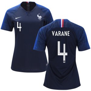 France 2018 World Cup RAPHAEL VARANE 4 Women's Home Shirt Soccer Jersey