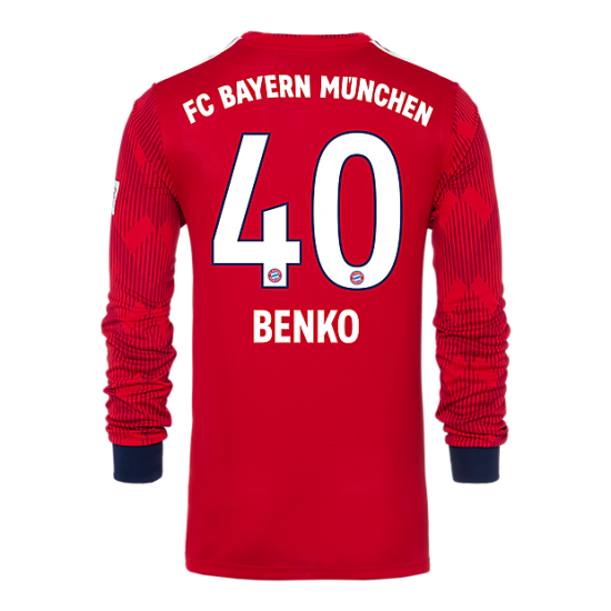 Bayern Munich 2018/19 Home 40 Benko Long Sleeve Shirt Soccer Jersey - Click Image to Close