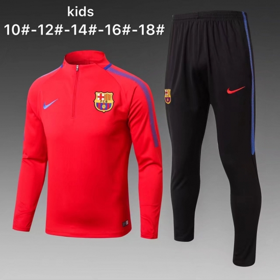 Kids Barcelona Training Suit Zipper Red 2017/18 - Click Image to Close