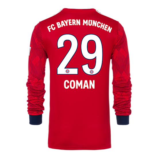 Bayern Munich 2018/19 Home 29 Coman Long Sleeve Shirt Soccer Jersey - Click Image to Close