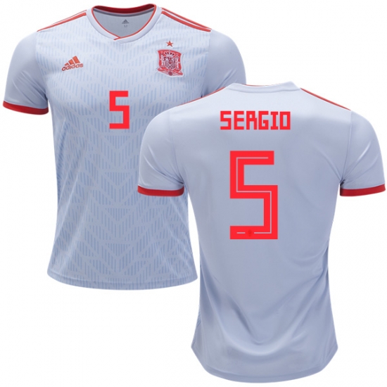 Spain 2018 World Cup SERGIO BUSQUETS 5 Away Shirt Soccer Jersey - Click Image to Close