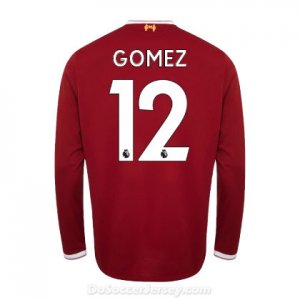 Liverpool 2017/18 Home Gomez #12 Long Sleeved Shirt Soccer Jersey