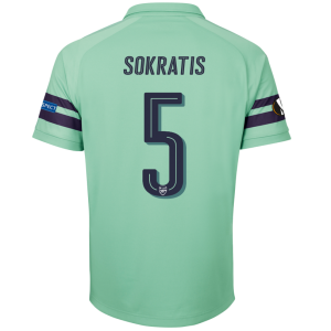 Arsenal 2018/19 Sokratis Papastathopoulos 5 UEFA Europa Third Shirt Soccer Jersey