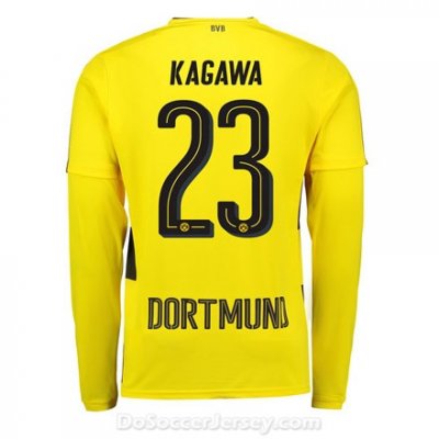 Borussia Dortmund 2017/18 Home Kagawa #23 Long Sleeve Soccer Shirt