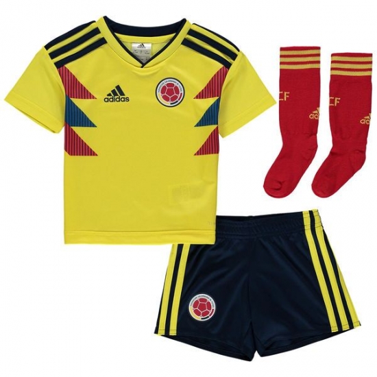 Colombia 2018 World Cup Home Kids Soccer Kit (Children Shirt + Shorts + Socks) - Click Image to Close