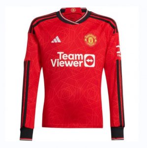 Men Long Sleeve 2023/24 Manchester United Home Soccer Jersey