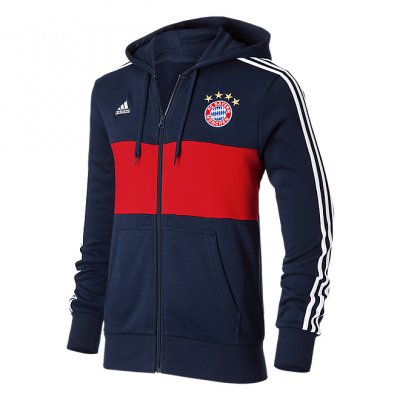 Bayern Munich 2017/18 Navy Red Full Zip Hoodie Jacket