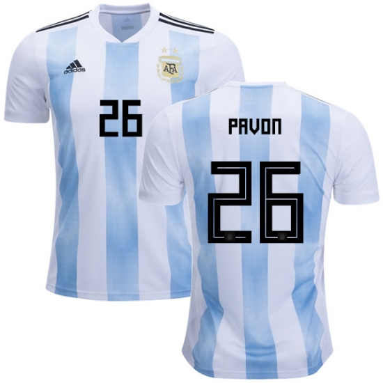 Argentina 2018 FIFA World Cup Home Cristian Pavon #26 Shirt Soccer Jersey - Click Image to Close