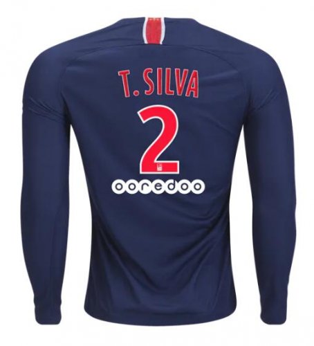 PSG 2018/19 Thiago Silva 2 Home Long Sleeve Shirt Soccer Jersey