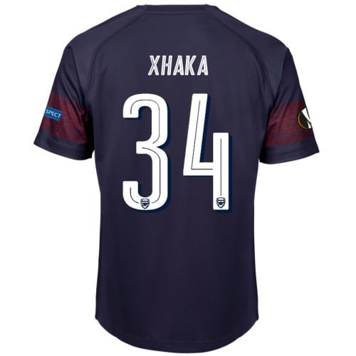 Arsenal 2018/19 Granit Xhaka 34 UEFA Europa Away Shirt Soccer Jersey