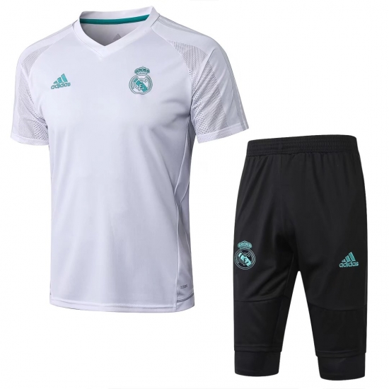 Real Madrid 2017/18 White Short Training Suit - Click Image to Close