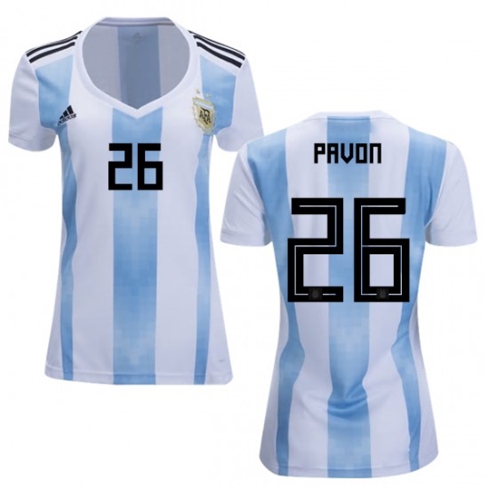 Argentina 2018 FIFA World Cup Home Cristian Pavon #26 Women Jersey Shirt - Click Image to Close
