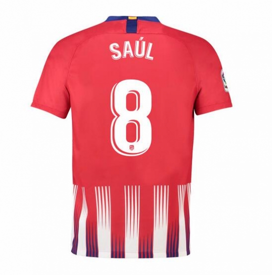 Atletico Madrid 2018/19 Saúl 8 Home Shirt Soccer Jersey - Click Image to Close