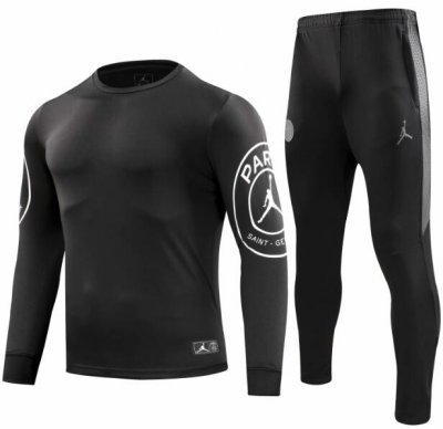 PSG x Jordan 2018/19 Black O'Neck Training Suit (Sweat Shirt+Trouser)