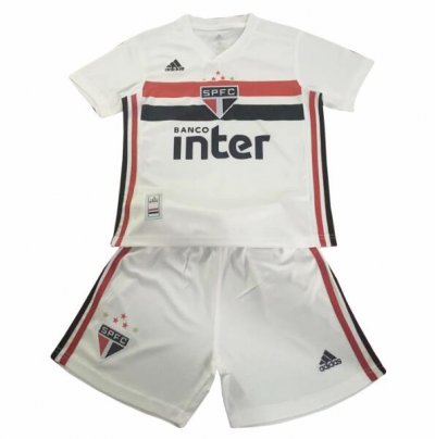 Kids Sao Paulo FC 2019/2020 Home Soccer Jersey Kits (Shirt+Shorts)
