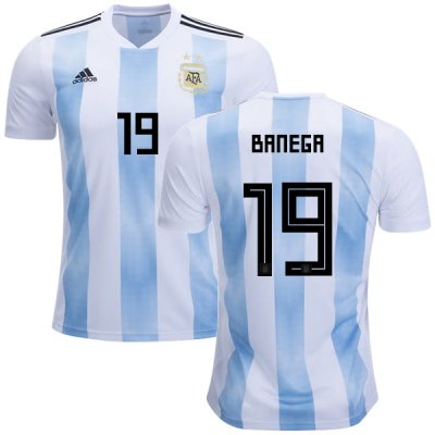 Argentina 2018 FIFA World Cup Home Ever Banega #19 Shirt Soccer Jersey