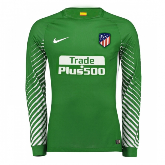 Atletico Madrid 2017/18 Green Goalkeeper Long Sleeved Shirt Soccer Jersey - Click Image to Close