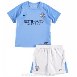 Manchester City 2017/18 Home Kids Soccer Kit Children Shirt And Shorts