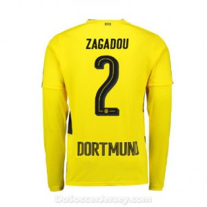 Borussia Dortmund 2017/18 Home Zagadou #2 Long Sleeve Soccer Shirt