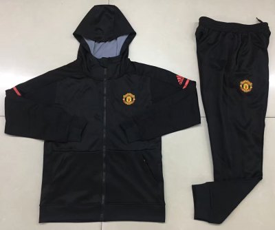 Manchester United 2017/18 Black Training Suit (Hoody Jacket+Pants)