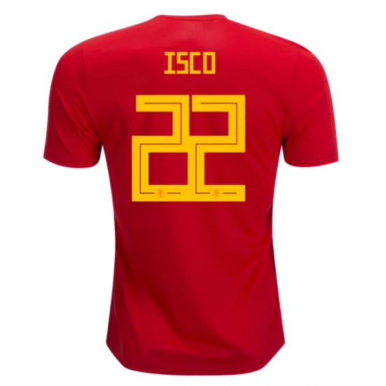 Spain 2018 World Cup Home Isco #22 Shirt Soccer Jersey - Click Image to Close