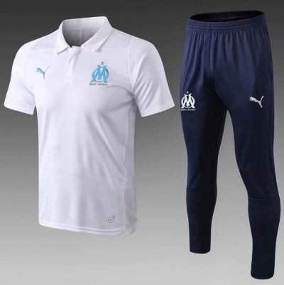 Olympique Marseille 2018/19 White Polo + Pants Training Suit