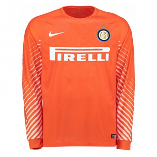 Inter Milan 2017/18 Orange Goalkeeper Long Sleeved Shirt Soccer Jersey - Click Image to Close