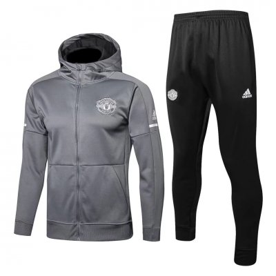 Manchester United 2017/18 Light Grey Hoodie Jacket + Pants Training Suit