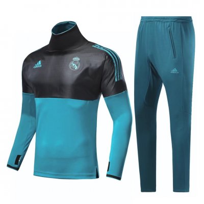 Real Madrid 2017/18 Training Suit (UCL Black Blue Sweat Shirt+Blue Trouser)