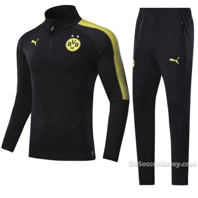 Borussia Dortmund 2017/18 Black Training Kit(Zipper Shirt+Trouser)