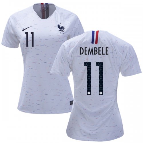 France 2018 World Cup OUSMANE DEMBELE 11 Women's Away Shirt Soccer Jersey