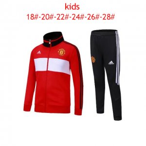 Kids Manchester United Red Jacket + Black Pants Suit 2017/18