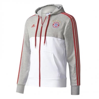 Bayern Munich 2017/18 Grey White Full Zip Hoodie Jacket
