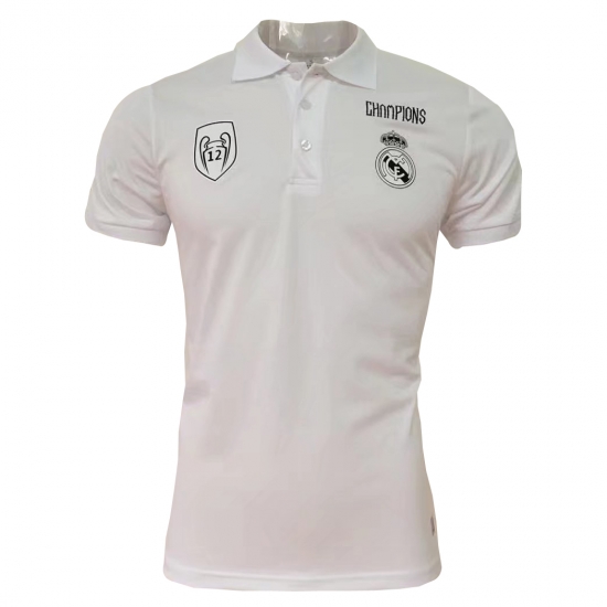 Real Madrid 12 Champions White 2017 Polo Shirt - Click Image to Close
