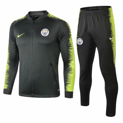 Manchester City 2018/19 Grass Green Stripe Training Suit (Jacket+Trouser)